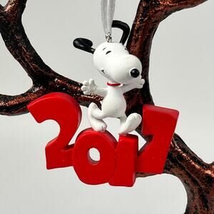 Peanuts Snoopy 2017 Christmas Ornament Red Date White Dog Holiday Decor 3"